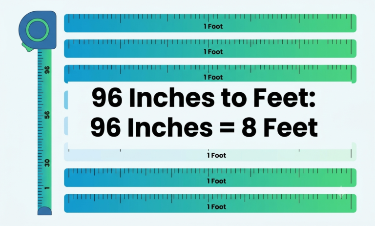 how many feet is 96 inches