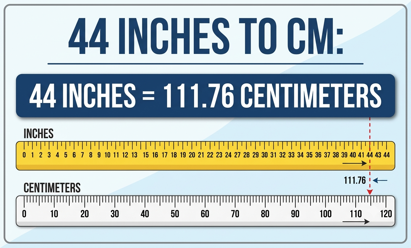 44 inches in cm