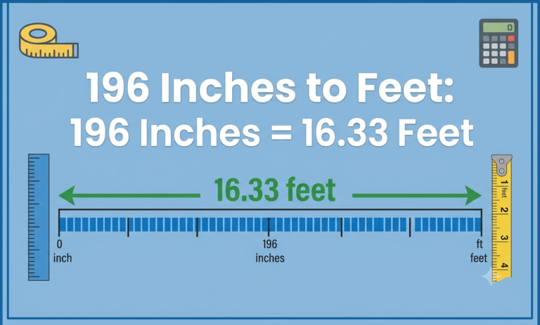 196 inches to feet