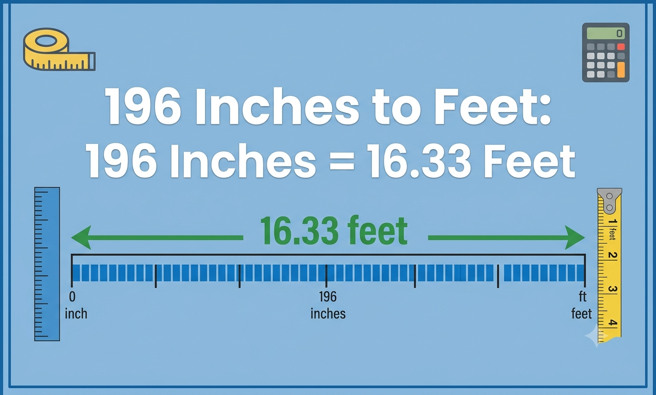 196 inches to feet