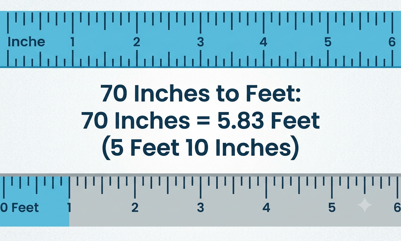 how tall is 70 inches in feet