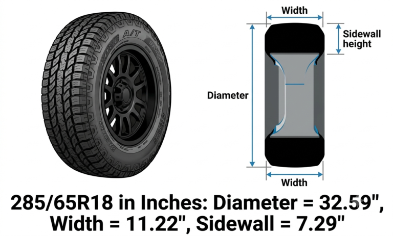 285/65r18 in inches