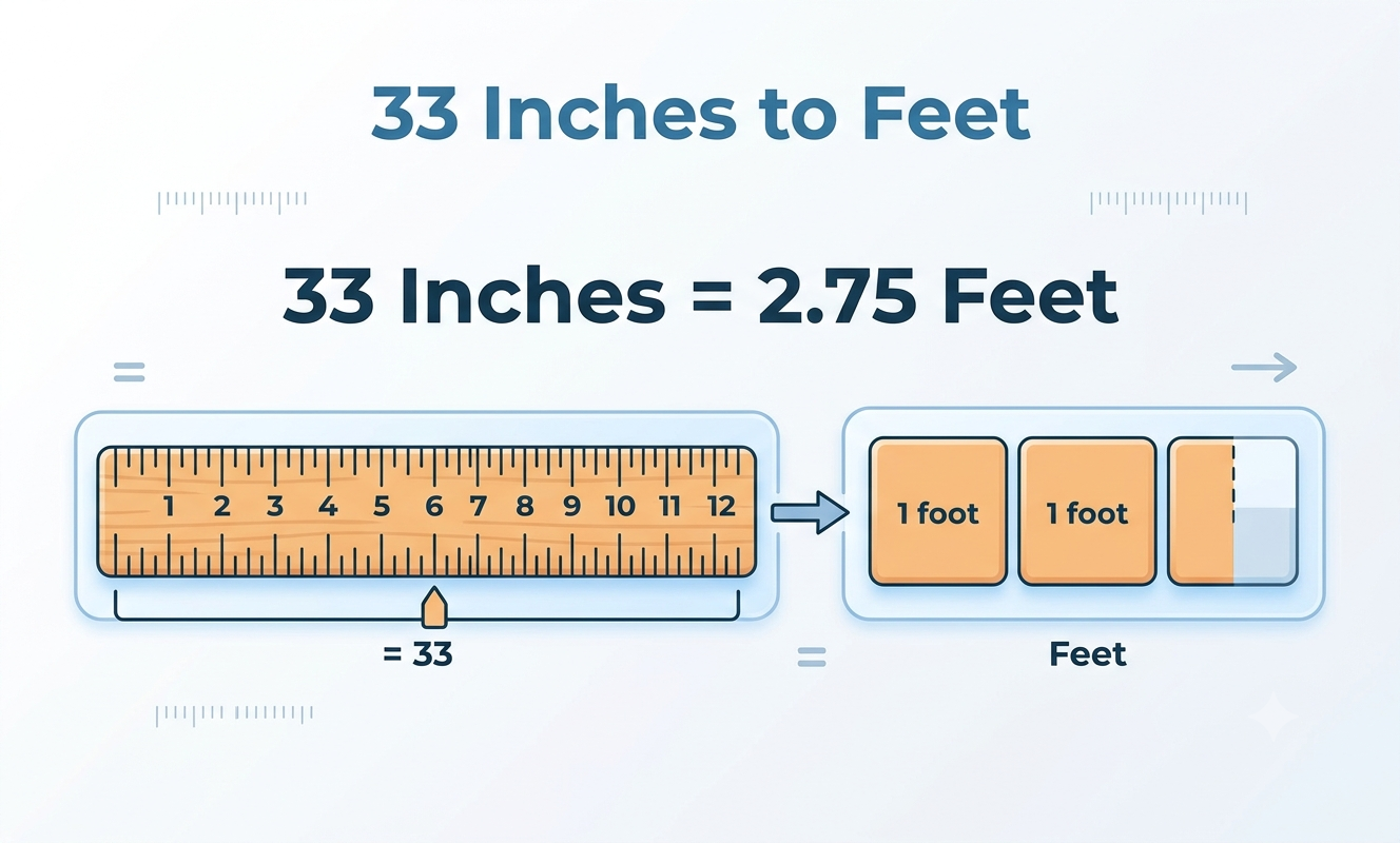33 inches to feet