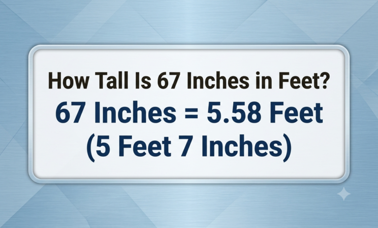 how tall is 67 inches in feet