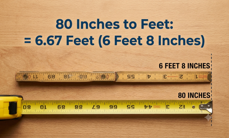 80 inches to feet