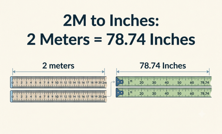 2m to inches
