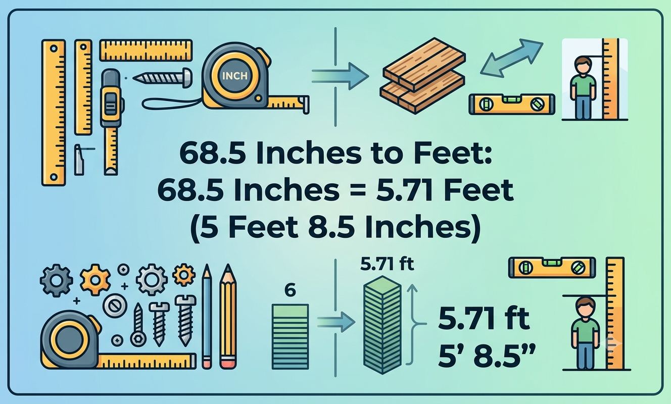 68.5 inches to feet