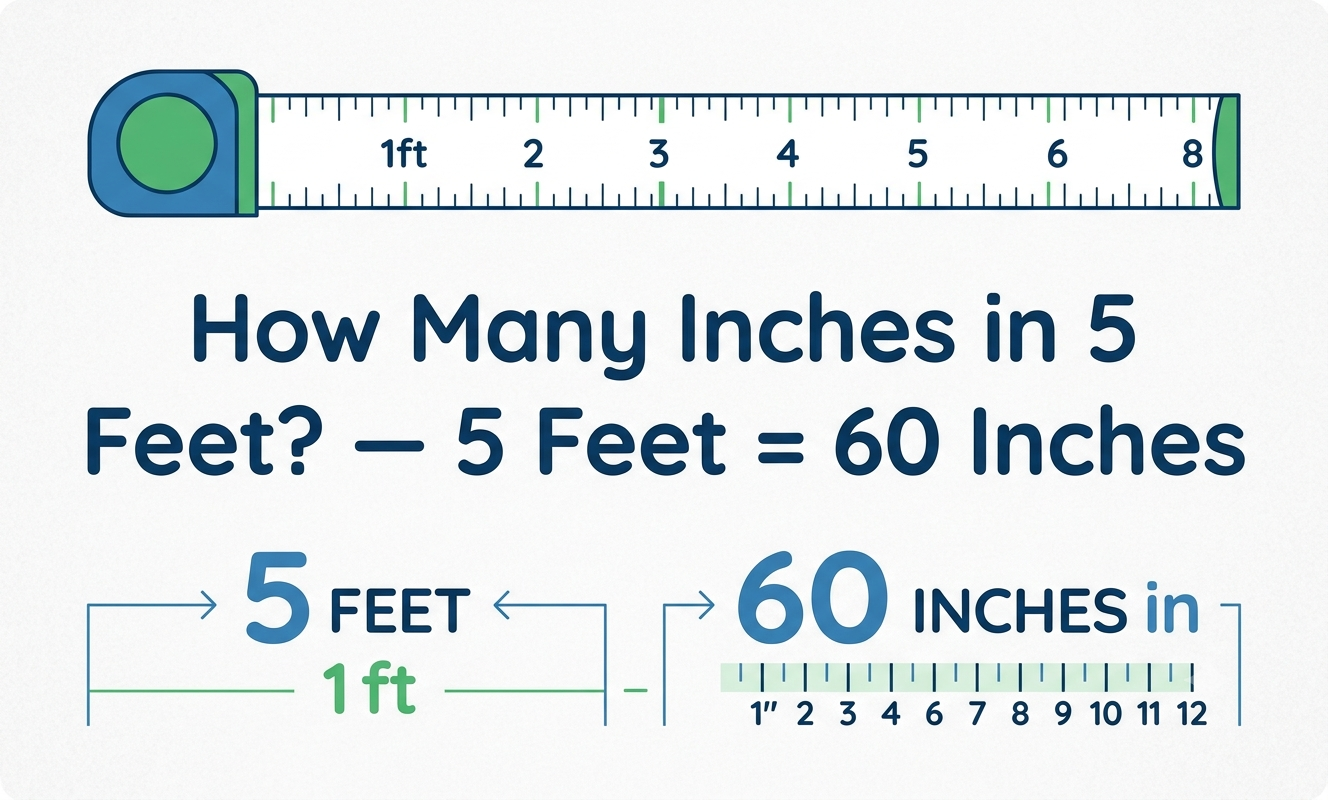 how many inches in 5 feet