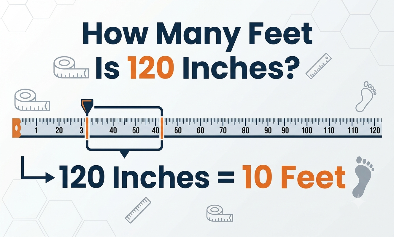 how many feet is 120 inches
