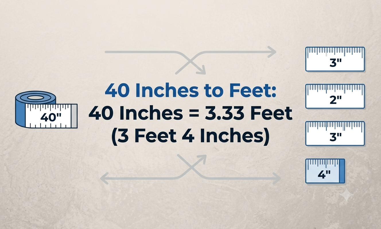 40 inches to feet