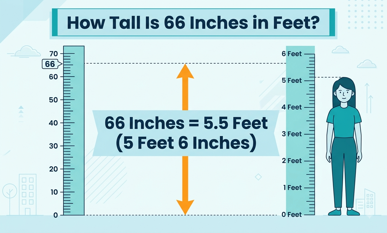 how tall is 66 inches in feet