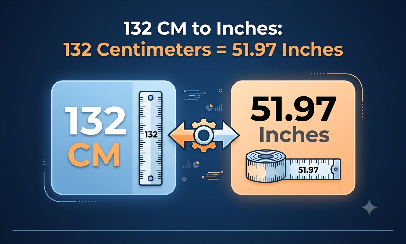 132 cm to inches