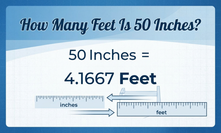 how many feet is 50 inches
