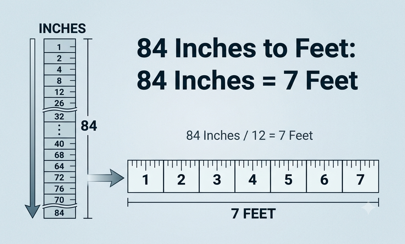 84 inches to feet