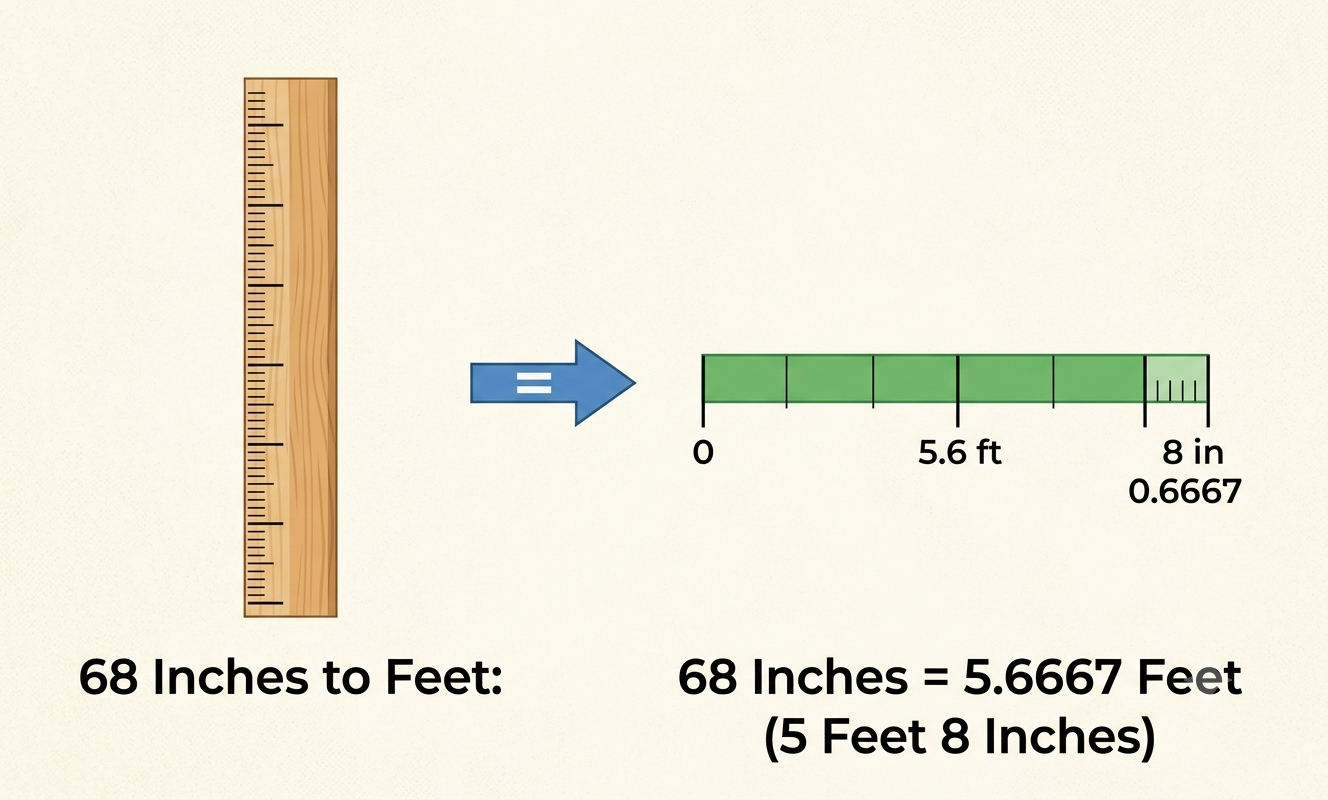 68 inches to feet