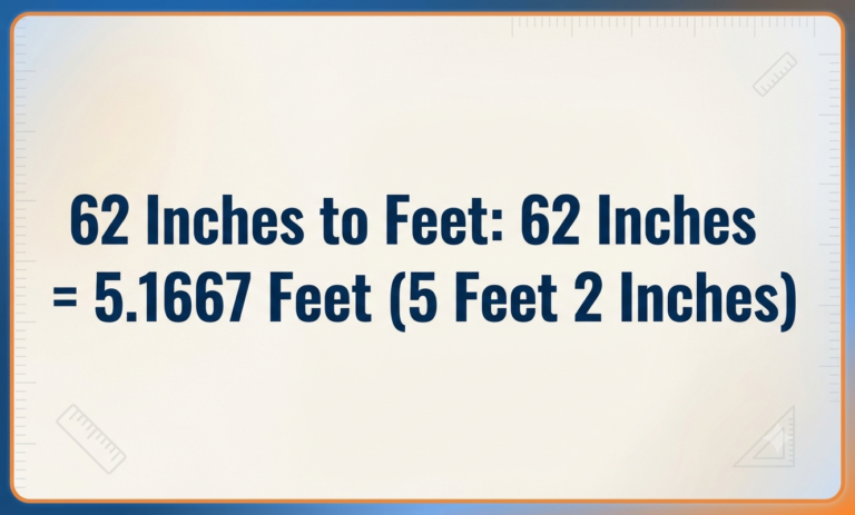 what is 62 inches in feet