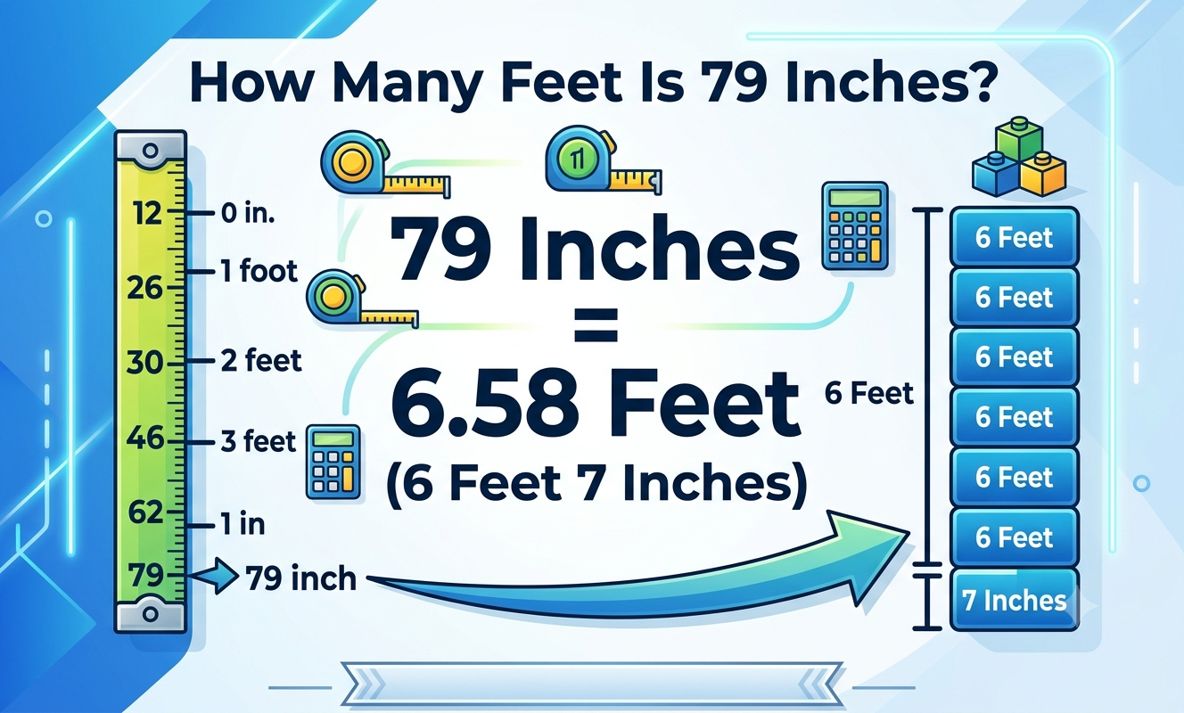 how many feet is 79 inches