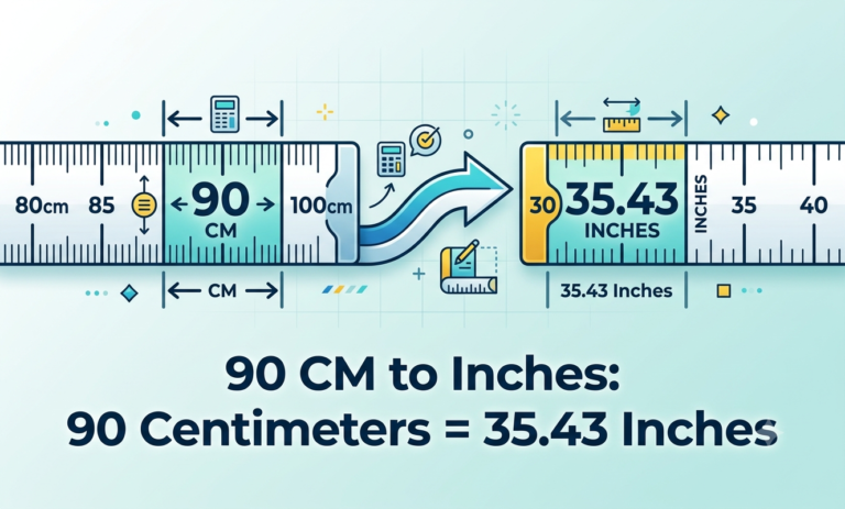 how many inches is 90 cm
