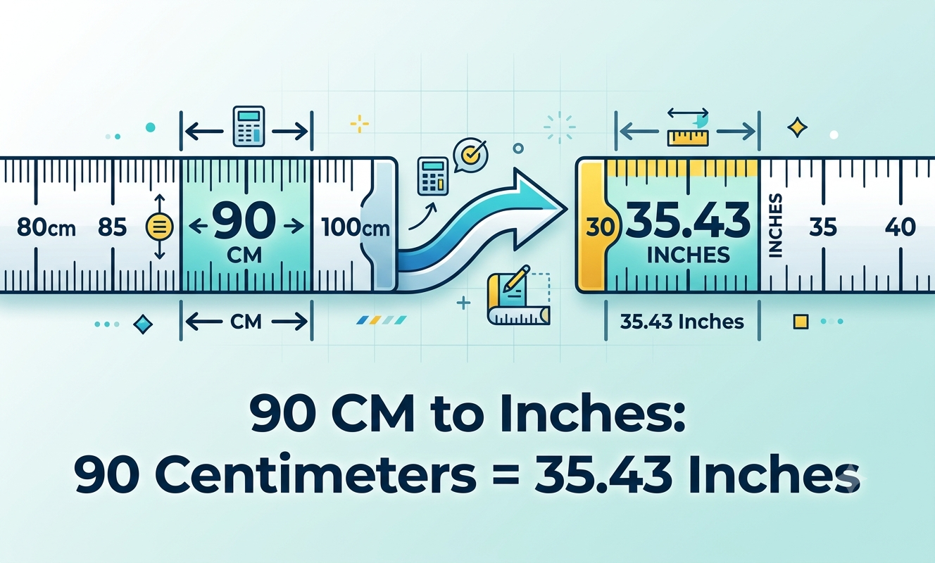 how many inches is 90 cm