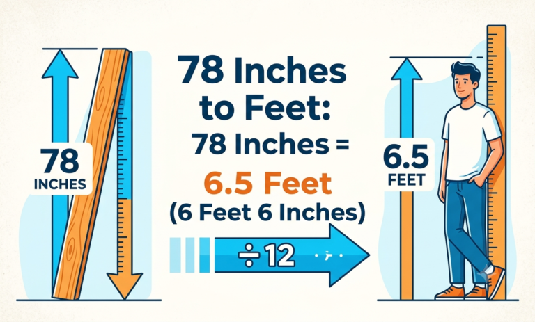 how many feet is 78 inches