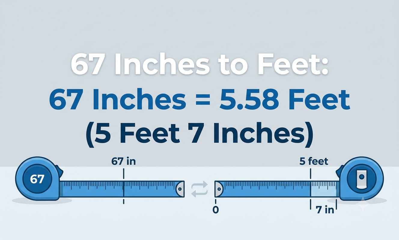 what is 67 inches in feet